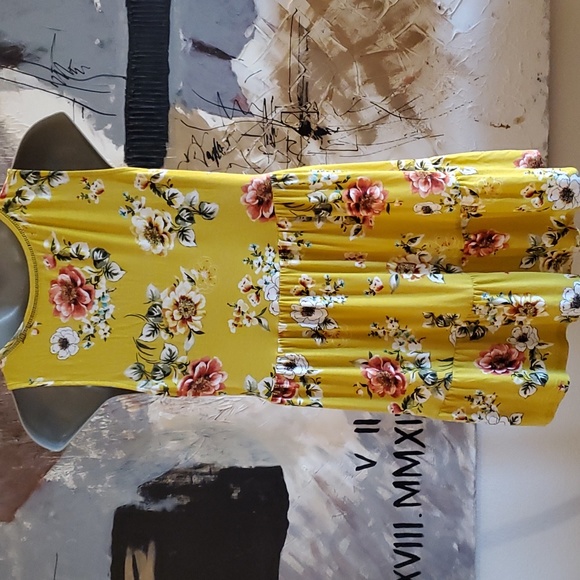 Torrid Yellow Floral Super Soft Tiered Babydoll Tank Women 0 - Picture 2 of 8
